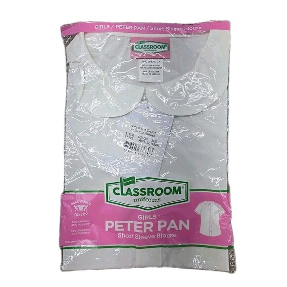 Classroom Uniforms Girls Short Sleeve Peter Pan Blouse Shirt White XL 18/20 - Picture 1 of 4